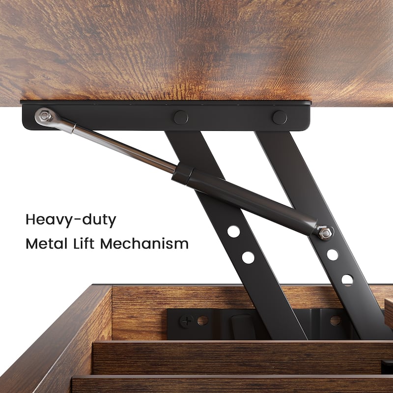 Coffee Table Lift Top 2 Drawers Hidden Compartment for Living Room