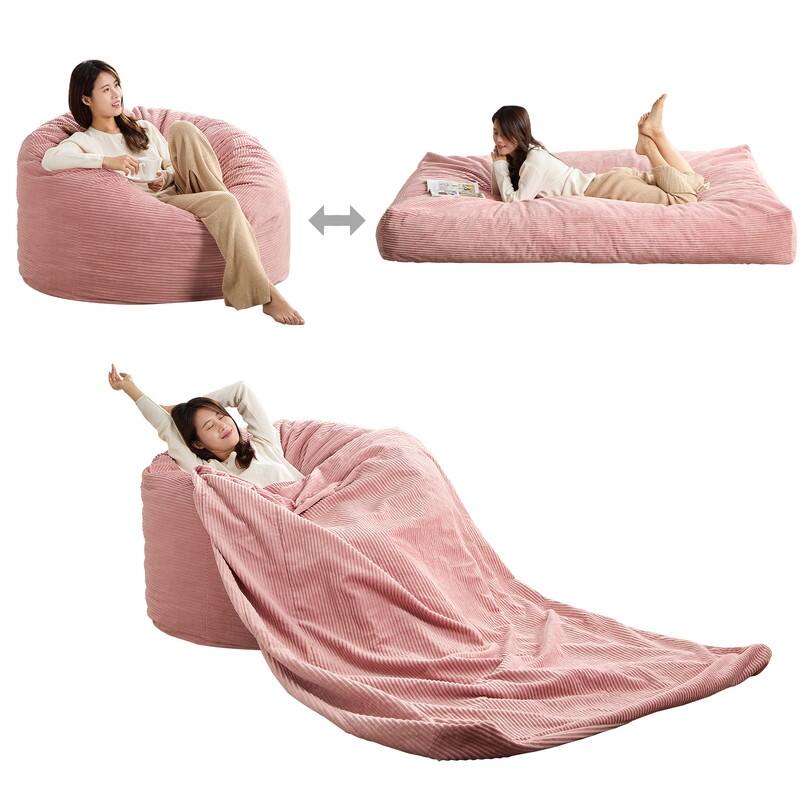 Mixoy Corduroy Bean Bag Lazy Sofa Chair Bed,Convertible Adult Beanbag from Lazy Chair to Floor Mattress,Machine Washable