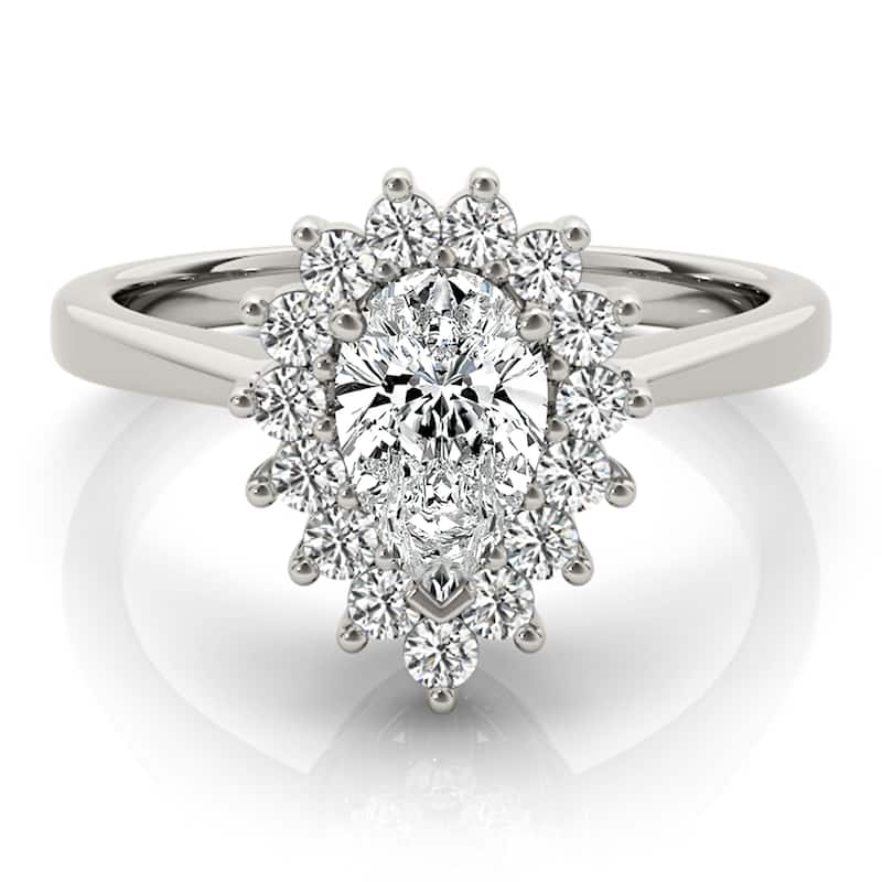 Auriya 14k White Gold Lab Grown Pear Diamond Halo Engagement Ring 0.50 to 5.00 ct. tw. (F-G VS)