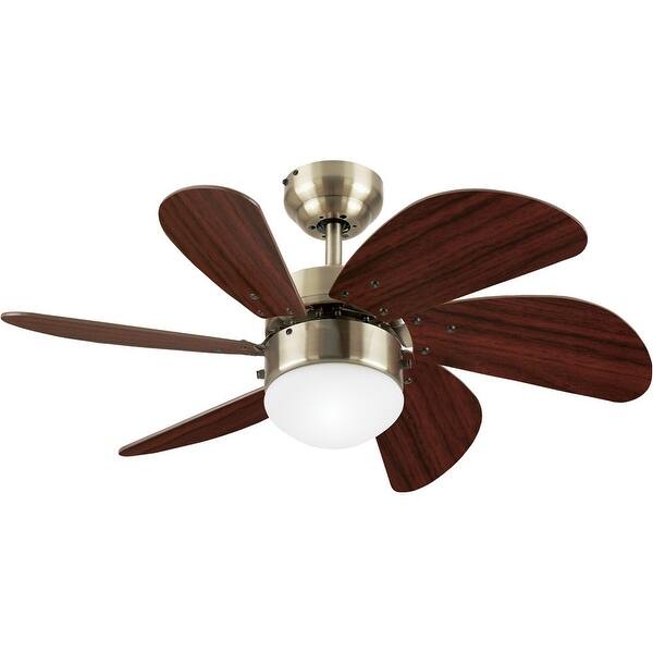 Westinghouse 7824865 Turbo Swirl 30 6 Blade Hanging Indoor Ceiling Fan With Reversible Motor Blades Light Kit And Down Rod