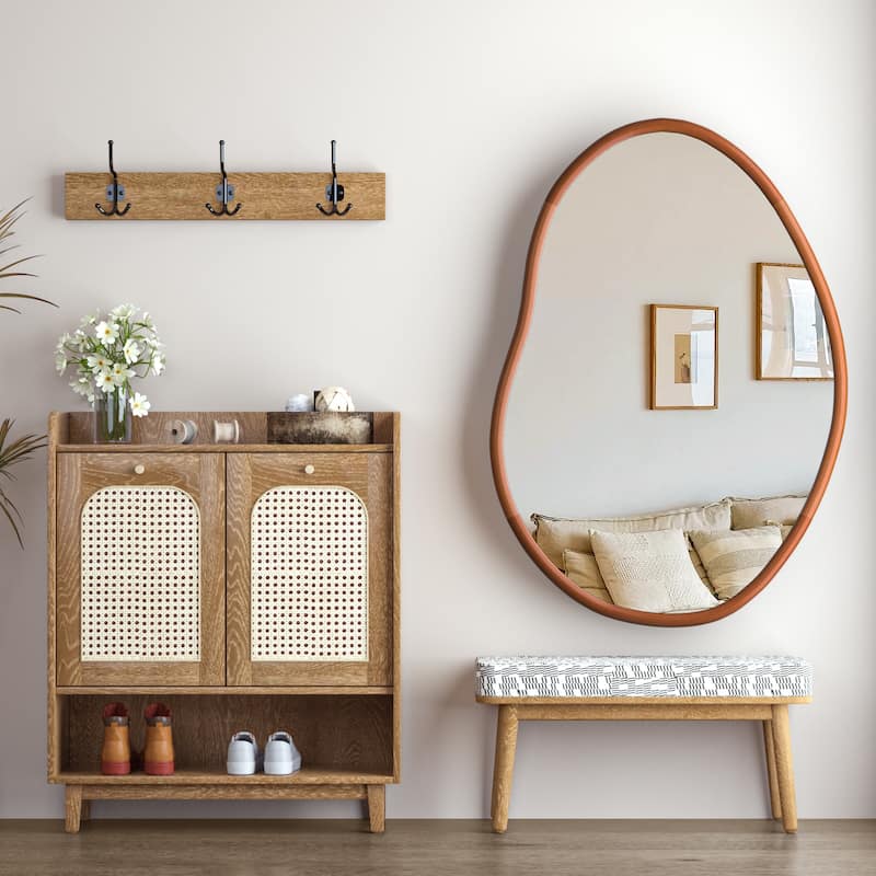 Asymmetrical Decorative Wall Mirror Irregular Wood Frame