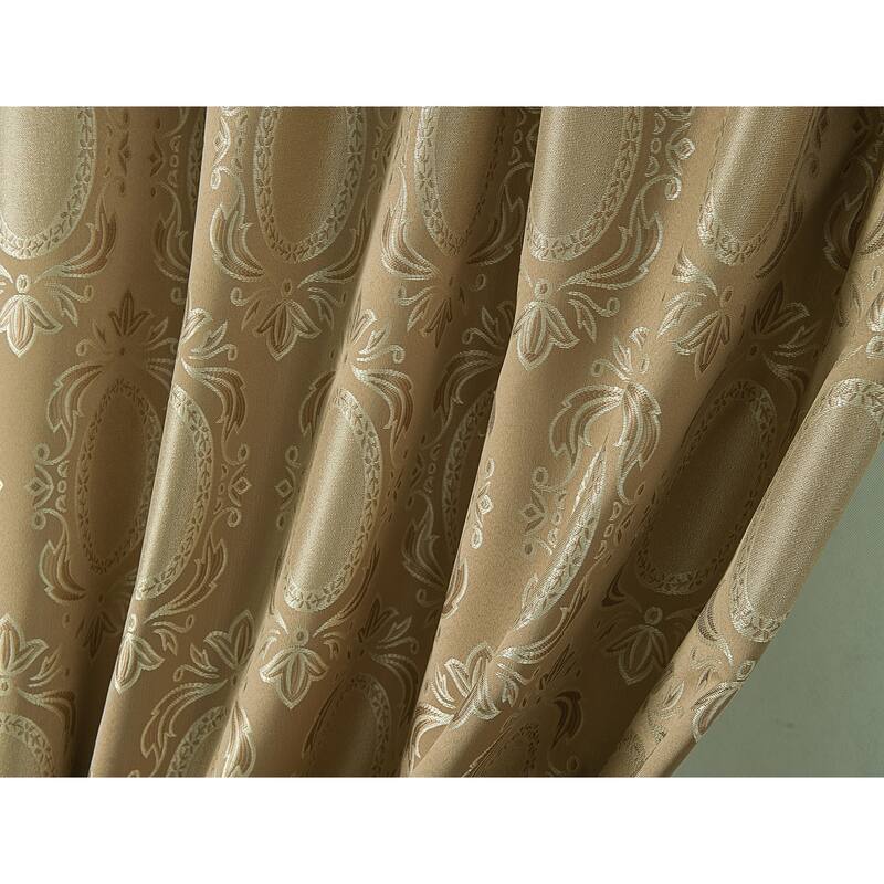 Gracewood Hollow Mabanckou Textured Jacquard Single Rod Pocket Curtain Panel w/ Attached Valance (54 x 84) - 54 x 84 in.