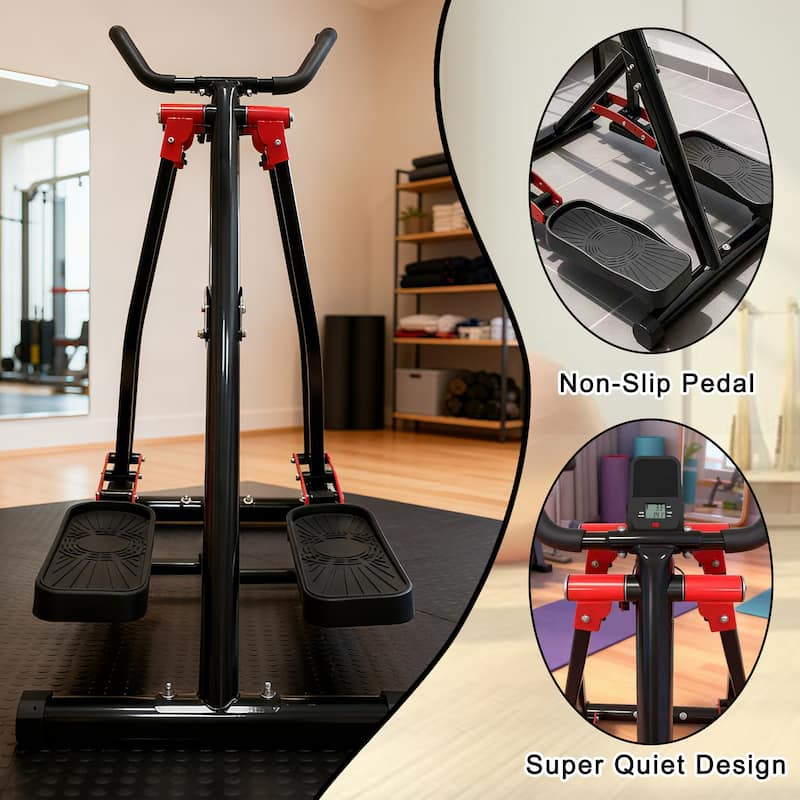 Air Walking Elliptical Machine, Foldable Cardio Cross Trainer Glider for Full-Body with LCD Display