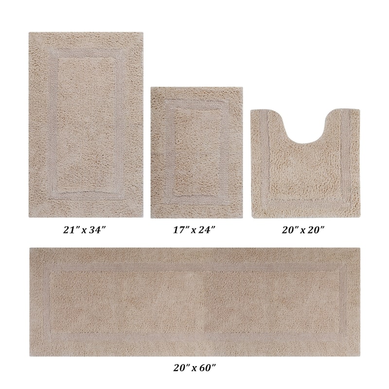Better Trends Bath Rugs Set 100% Cotton Reversible Water Absorbent Bathroom Rug for Shower, Sink, Bath Mats - Lux Collection