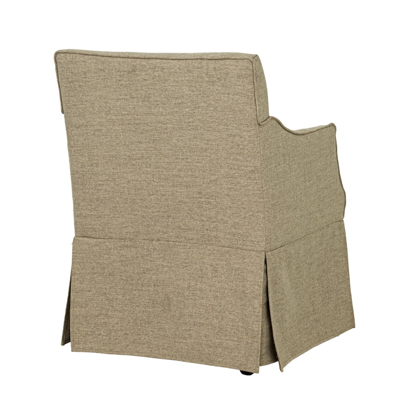 Martha Stewart London Upholstered Skirted Dining Arm Chair with Hidden Casters