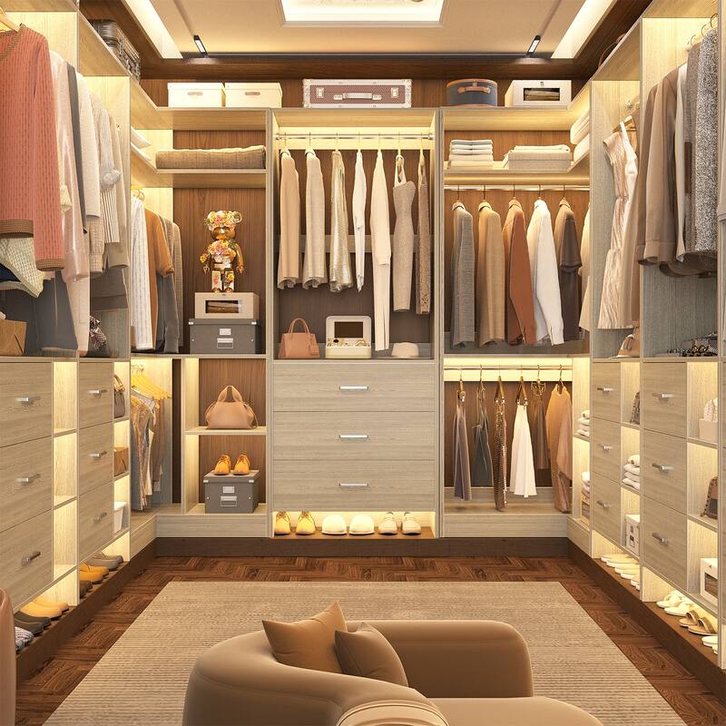 Cimly Set of 3 Closet Organizer with Drawers, U Shaped Freestanding Closet System