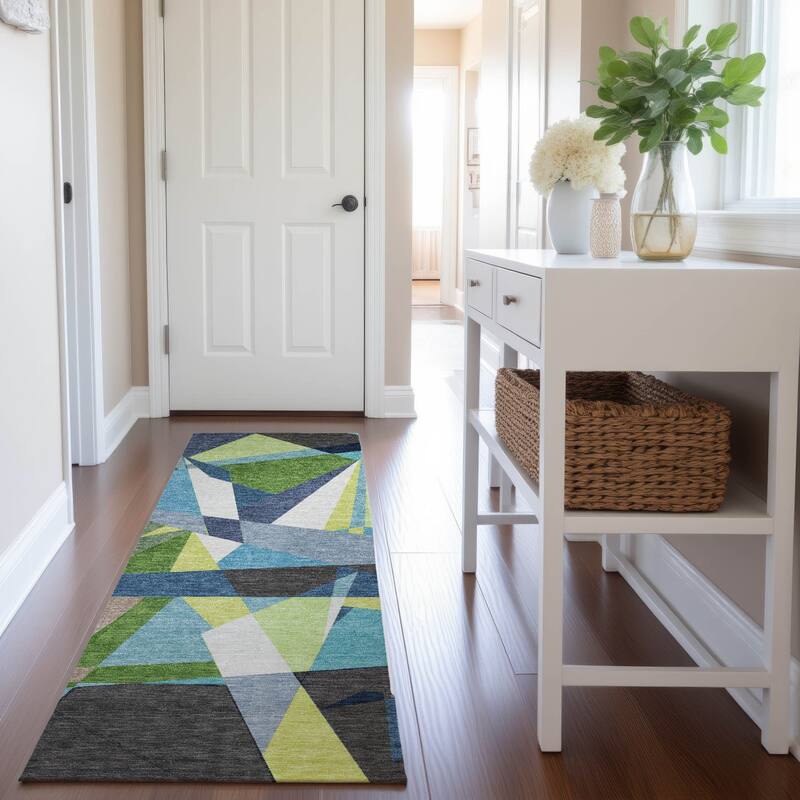 Premium Washable Super Soft Abstract Mosaic Mayfield Rug - Blue - 2'3" x 7'6"