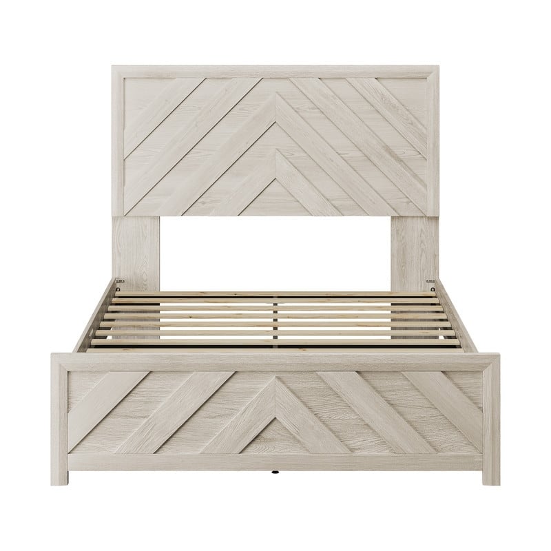 Modern MDF Bed Frame with Diagonal Striped Design