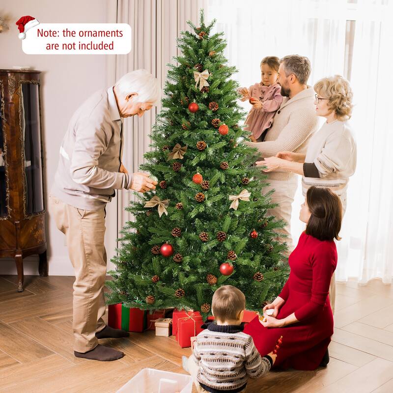 Gymax 7 FT Pre-Lit Xmas Tree 3-Minute-Setup Artificial Christmas Tree