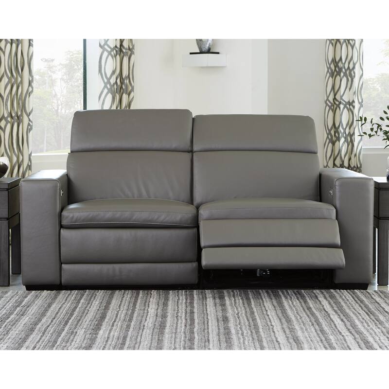 Signature Design by Ashley Texline 3-Piece Power Reclining Loveseat - 82" W x 43" D x 32.25" H - Grey
