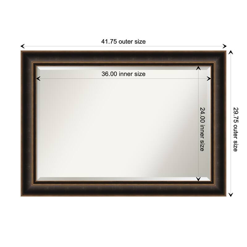 Villa Oil Rubbed Bronze Beveled Wood Framed Wall Mirror - Villa Oil Rubbed Bronze - Glass Size 36x24