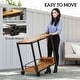 preview thumbnail 4 of 7, Outsunny Acacia Wood Outdoor Bar Cart with Wheels, Rolling 2-Tier Coffee & Drink Cart with 3 Bottle Holders, Outdoor Serving