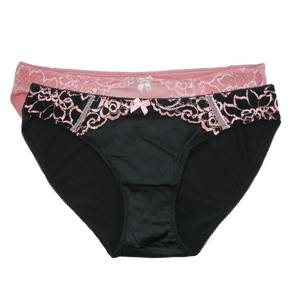 Rene Rofe Women's Lace Trim Bikini Underwear (Pack of 2)