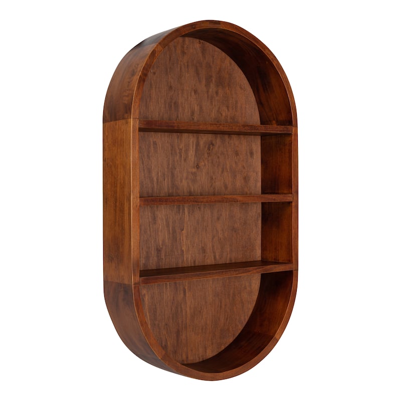 Kate and Laurel Hutton Wood Capsule Wall Shelf - 16x28 - Walnut Brown