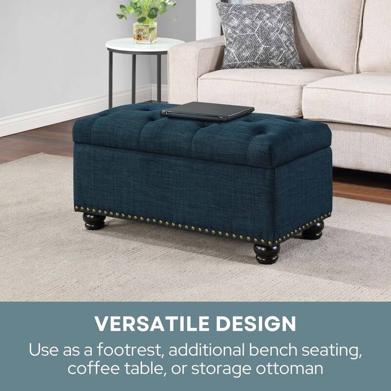 Storage Ottoman - Upholstered Storage Bench with Ample Hidden Space and Comfortable Cushion Seating