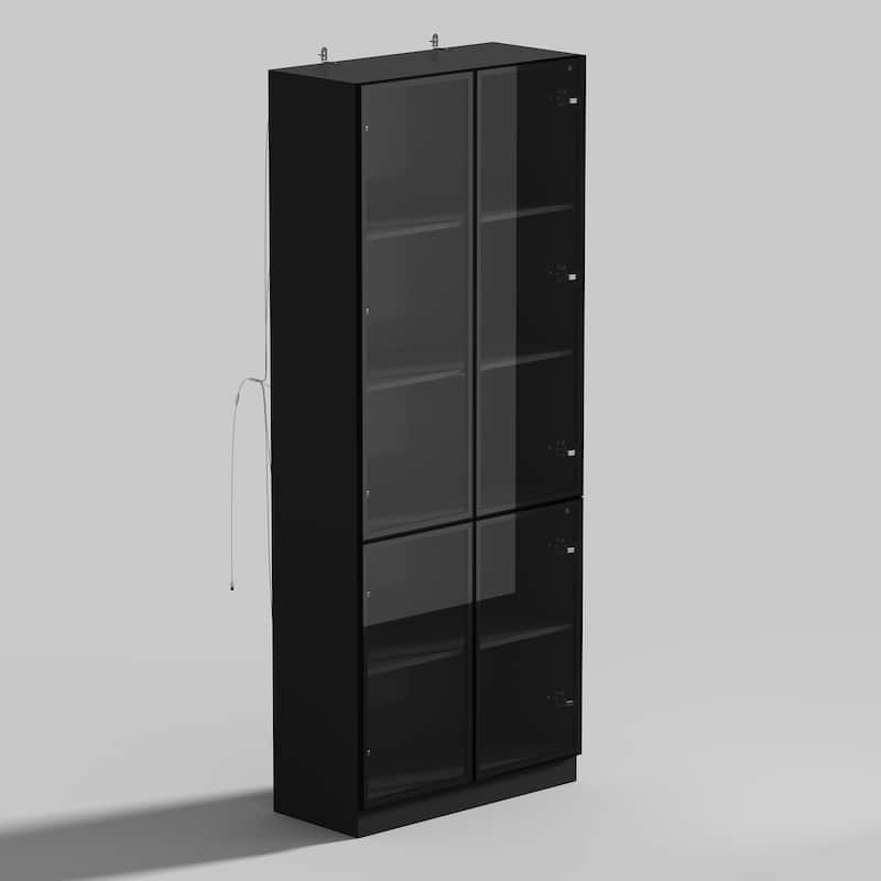 Sleek Modular Curio Wine Cabinet Storage Solution with Glass Doors