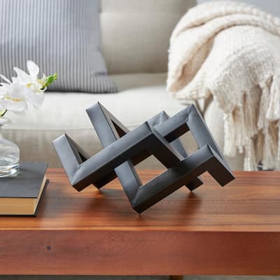 Black Metal Abstract Shaped Geometric Decorative Sculpture