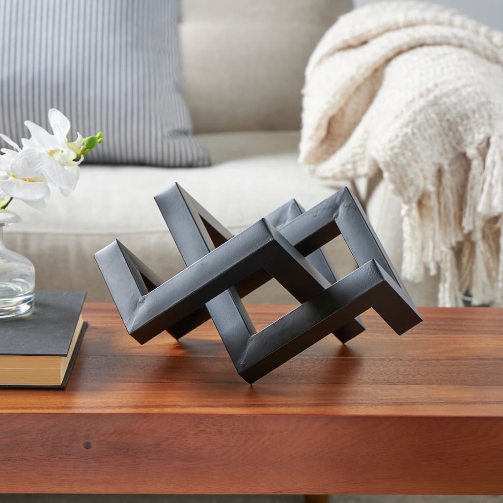 Black Metal Abstract Shaped Geometric Decorative Sculpture