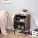 preview thumbnail 3 of 7, Mid Century Modern Nightstand with Storage Shelf--Brown/Black