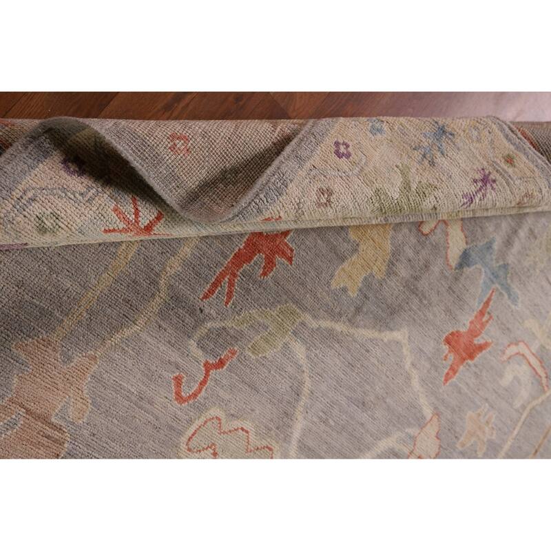 Vegetable Dye Oushak Area Rug Hand-Knotted Grey Wool Carpet - 8'0" x 9'9"
