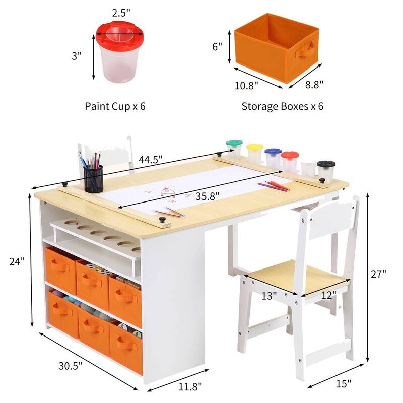 Kids Art Table and Drawing Desk with Large Storage