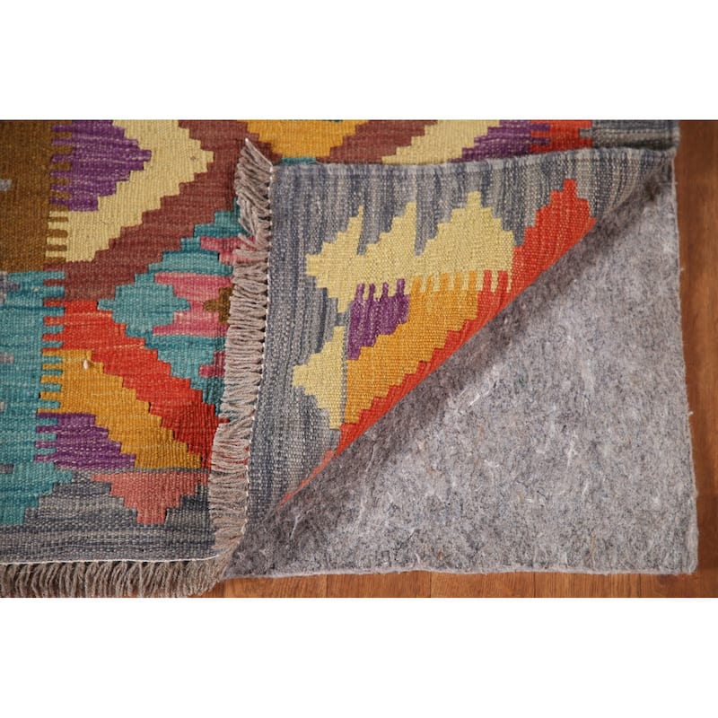 Reversible Kilim Oriental Runner Rug Flatweave Wool Carpet - 2'1"x 6'7"