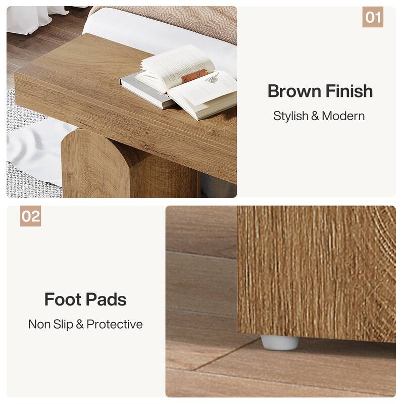 End of Bed Bench 59" Long Black Bedroom Bench for Bedroom