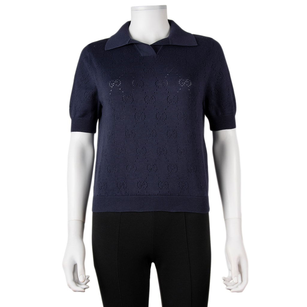 Gucci Pointelle Cotton Silk Polo Shirt
