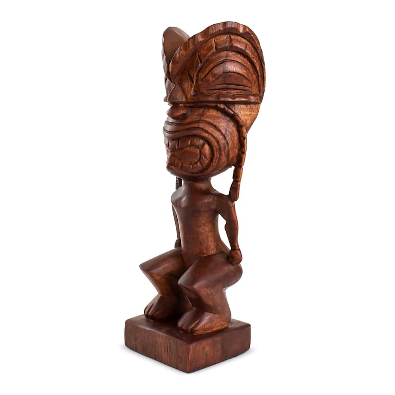 Handmade Wooden Primitive Angry Face Tribal Statue Sculpture Tiki Bar Handcrafted Unique Gift Art Home Decor Accent