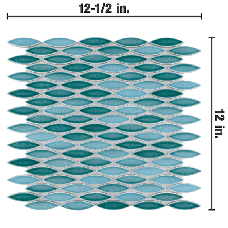 Merola Tile Pescado Glossy Agua 12" x 12-1/2" Porcelain Floor and Wall Tile
