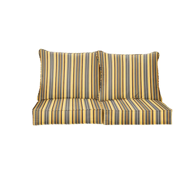 Sorra Home Sunbrella Outdoor Loveseat Pillow and Cushion Set - 23.5 in W x 23 in D x 5 in H - Foster Metallic