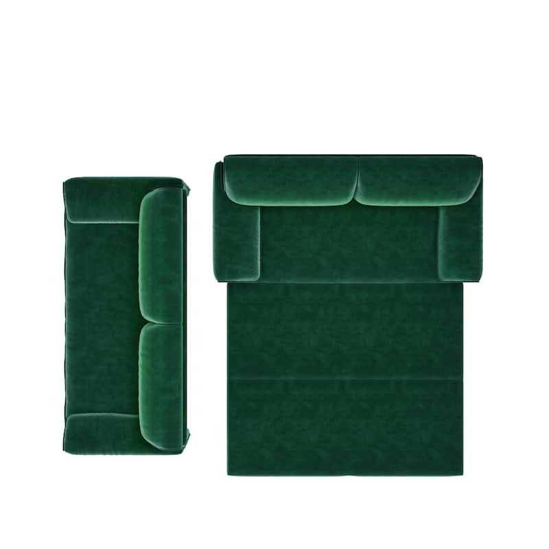 66" 3-in-1 Convertible Green Velvet Sleeper Sofa Bed with Side Storage