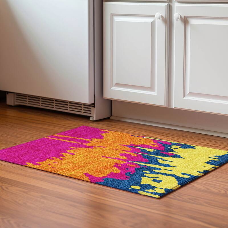 Premium Washable Super Soft Modern Drama Mayfield Rug - Pink - 1'8" x 2'6"