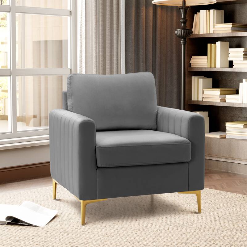 Upholstered Club Chair Accent Chair Velvet Arm Chair Comfortable Sofa Chair - See picture