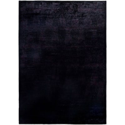 Overdyed One-of-a-Kind Hand-Knotted Area Rug - Black - 9' 10" x 13' 10"