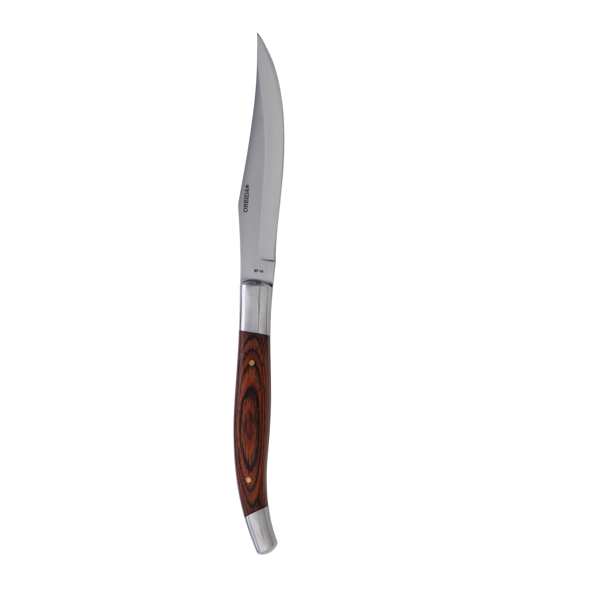 Oneida 18/0 Stainless Steel Steak Knives Rustic Wood Steak Knives