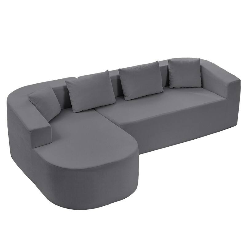 Mixoy 98 inch Chenille L Shape Sectional Sofa with Curved Chaise,Modern Cloud 3 Seater Sofa Couch