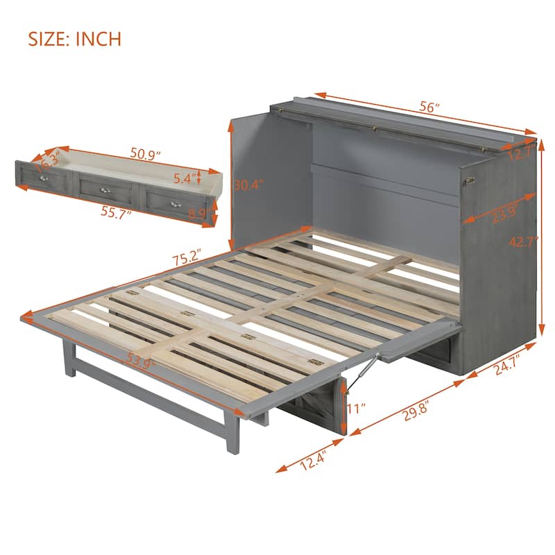 Modern Murphy Bed with Storage Drawers