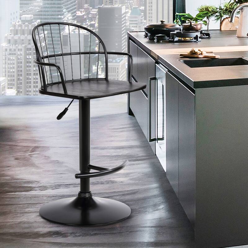 Edward 24" Adjustable Bar Stool - Black
