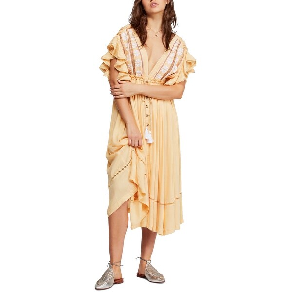 yellow peasant dress