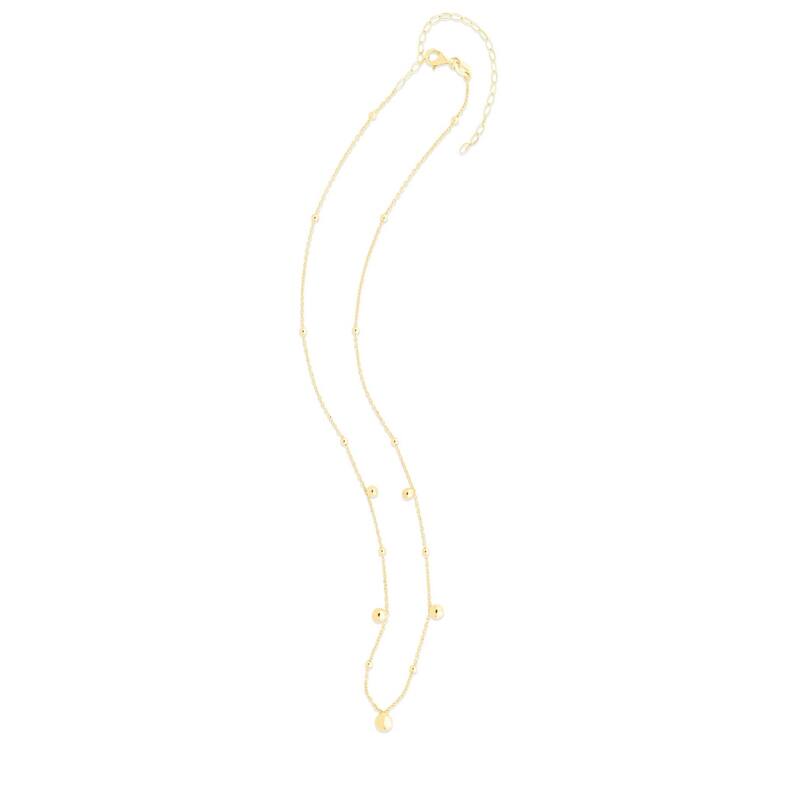Curata 14k Yellow Gold 18" Polished Graduating Beads Station Necklace (Lobster)