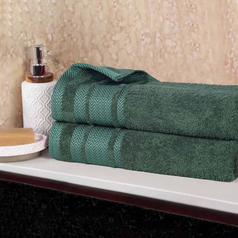 Superior Hays Cotton Soft Medium Weight Bath Sheet Set of 2 - Forest Green