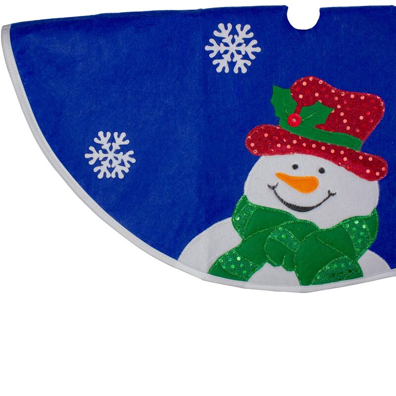 20" Blue and White Embroidered Snowman Mini Christmas Tree Skirt - 20