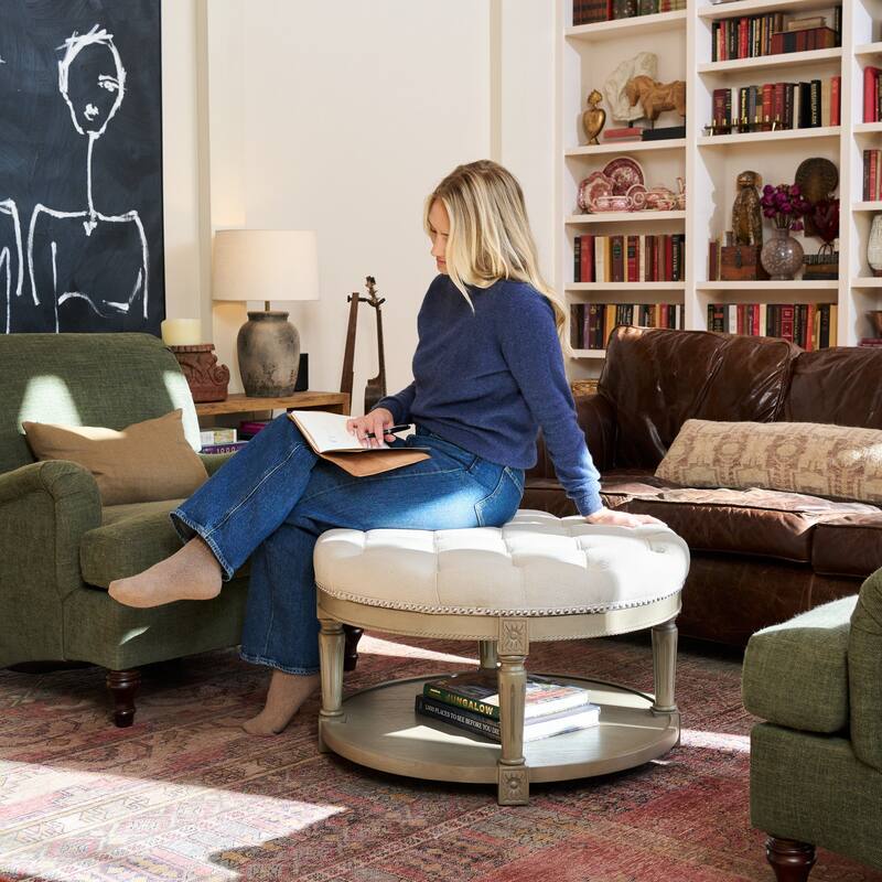 Maven Lane Mesa Round Upholstered Coffee Table