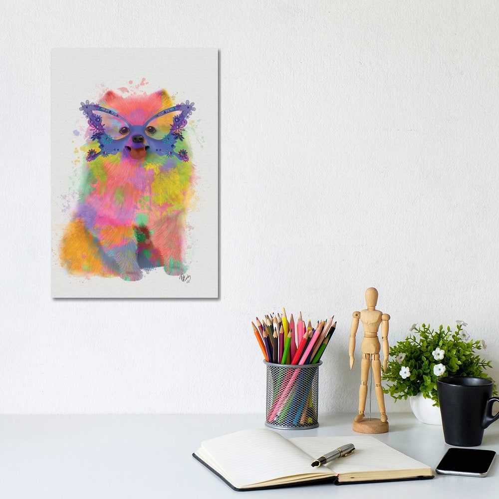 iCanvas "Rainbow Splash Pomeranian" by Fab Funky Canvas Print