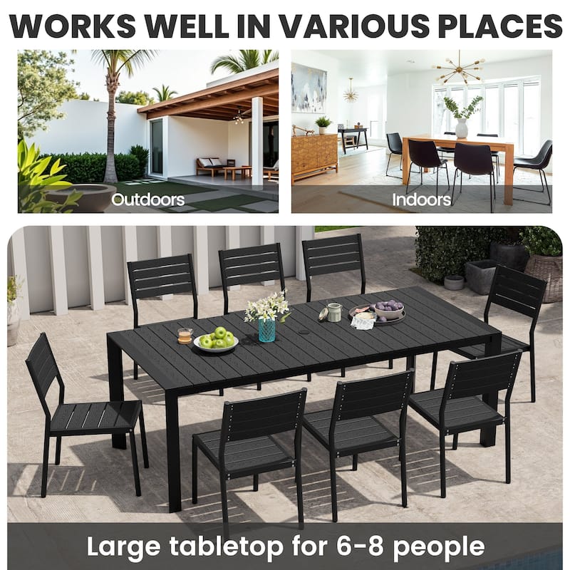 Outdoor Aluminum Patio Dining Table with Umbrella Hole