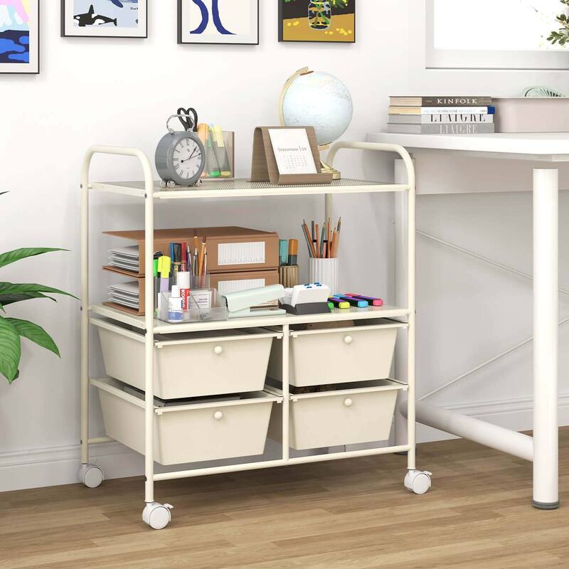 Costway 4Drawer Rolling Storage Cart shelf Scrapbook Paper Office - See Details