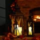 Glitzhome Farmhouse Wooden Metal Lanterns Set of Two