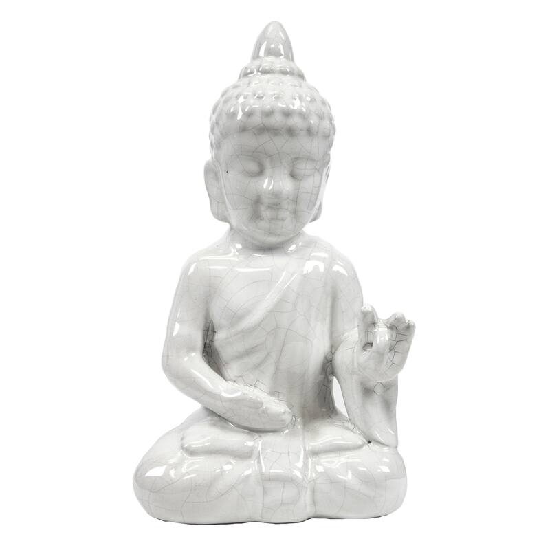 Sagebrook Home Stoneware and Ceramic Buddha Figurine - Elegant and Modern Meditative Sculpture for Home Decor