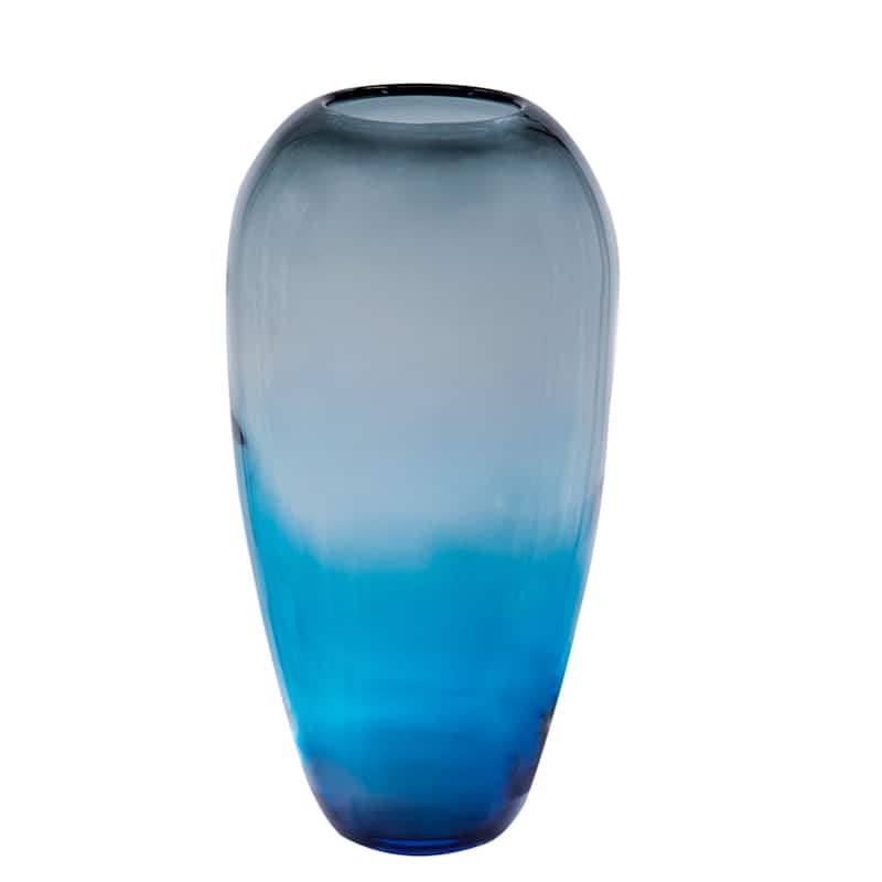Handmade Glass Vase - 15" - Blue and Gray
